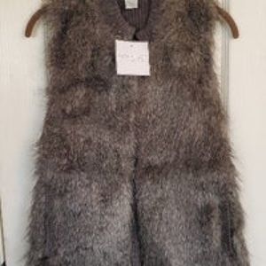 Gray faux fur vest plus size